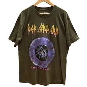 Def Leppard Graphic Tee in Army Green & Purple NWOT